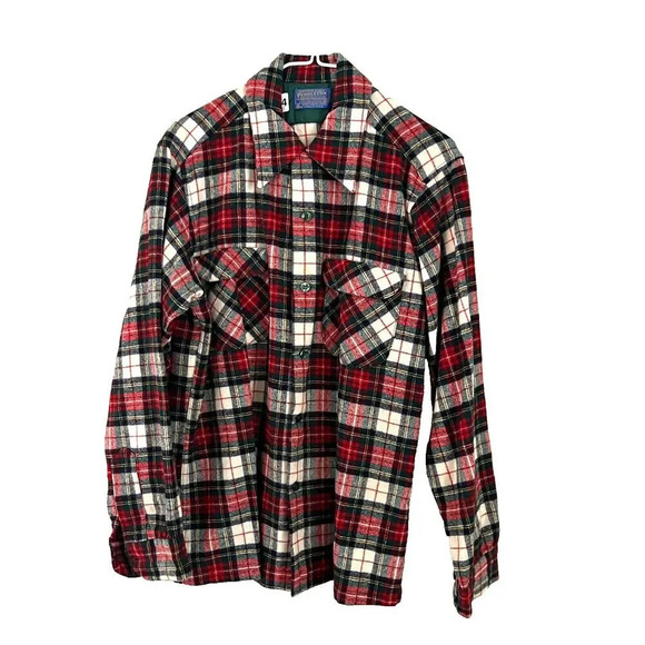 Vtg Pendleton Mens Multicolor Button Up Shirt M Stewart Plaid Wool Long Sleeve - Picture 1 of 6